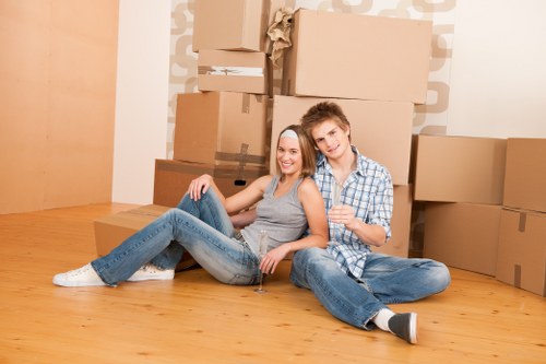 Packed moving van with secured belongings for transport