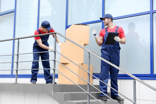 Man and van service working in a Belgravia street with elegant townhouses