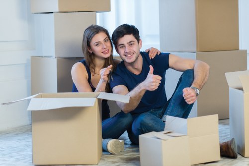 Packed moving boxes and protective materials for a Belgravia relocation