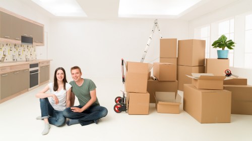 Belgravia house move with wrapped furniture and moving equipment
