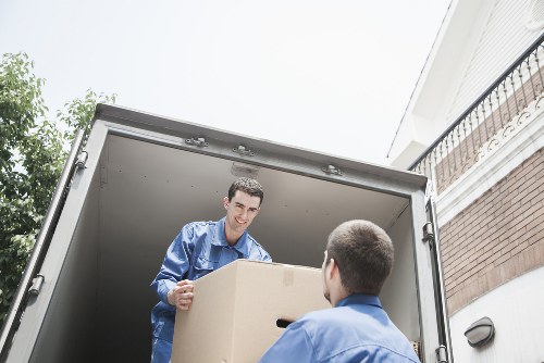 Packed office equipment ready for relocation services