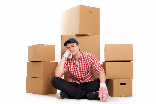 Packed boxes and furniture prepared for same day removal service